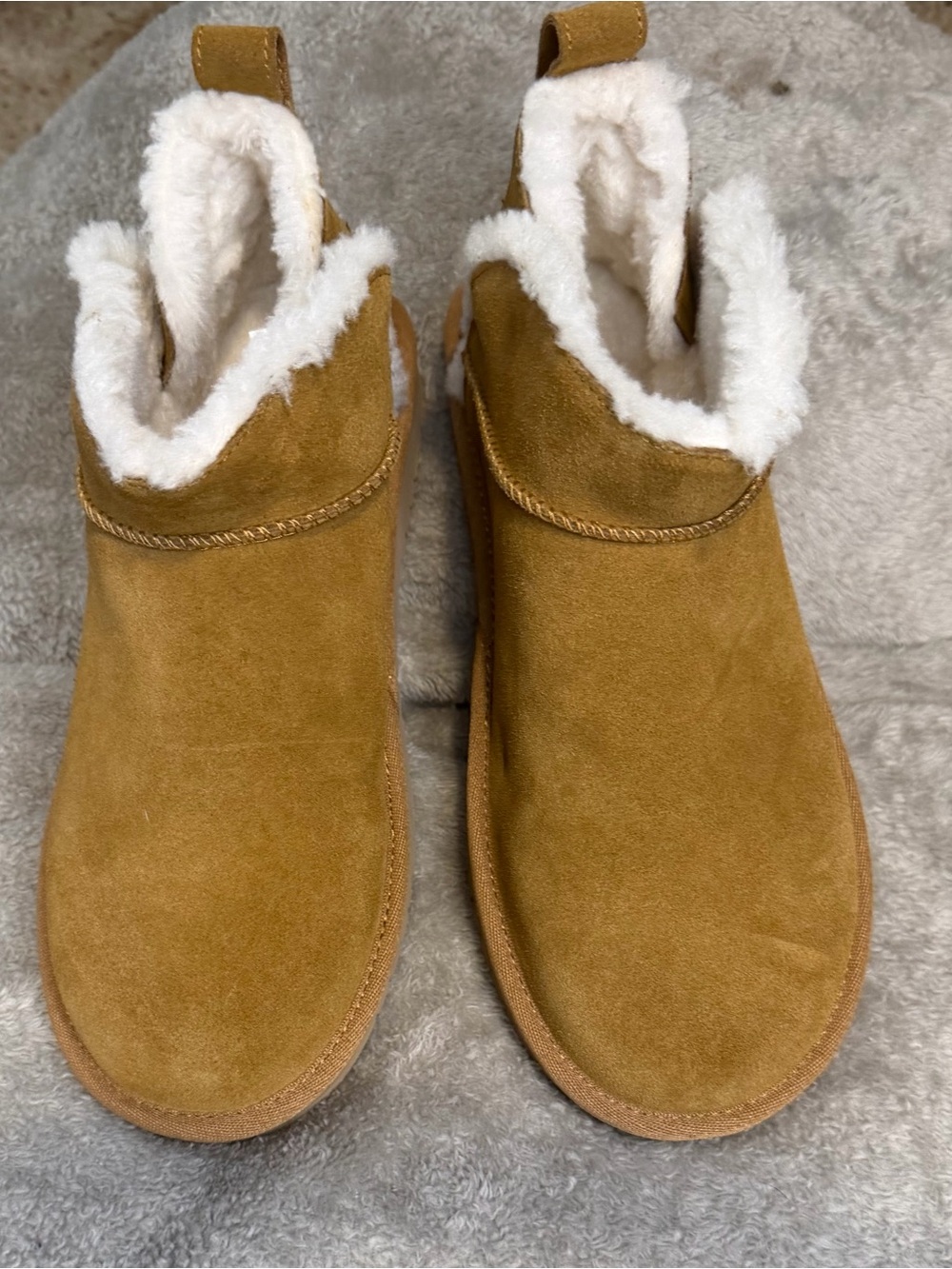Koolaburra Chestnut Suede Faux-Fur Slip-On Booties